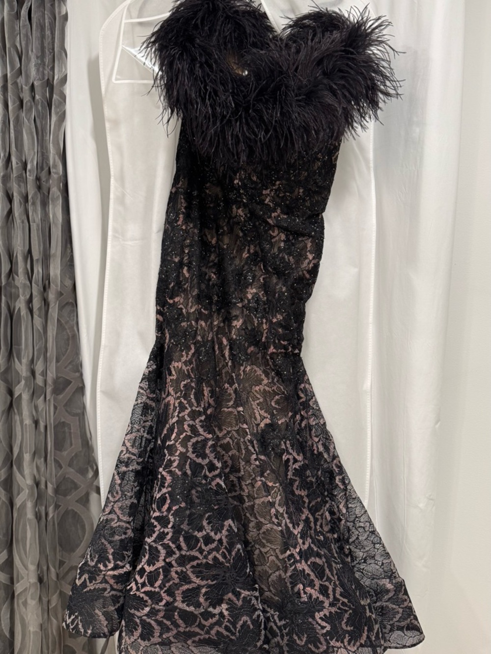 Ivonne D by Mon Cheri ID323 Allover Lace Off Shoulder Dress